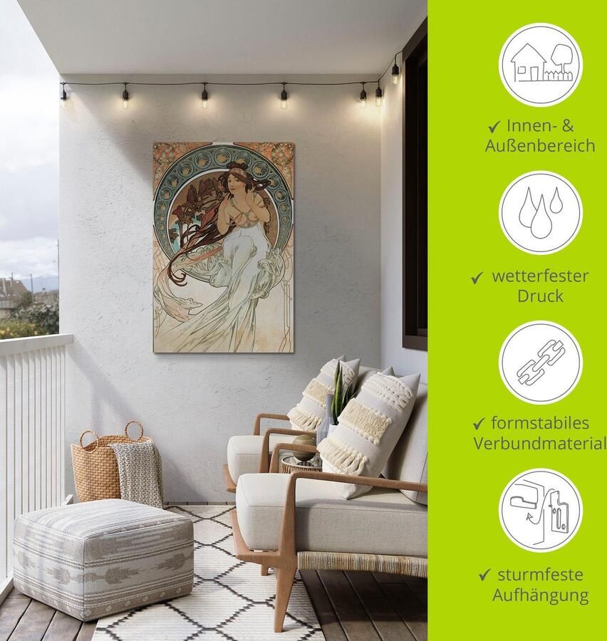 Artland Artprint Vier kunsten: de muziek. 1898 als artprint van aluminium artprint voor buiten poster in diverse formaten - Foto 3