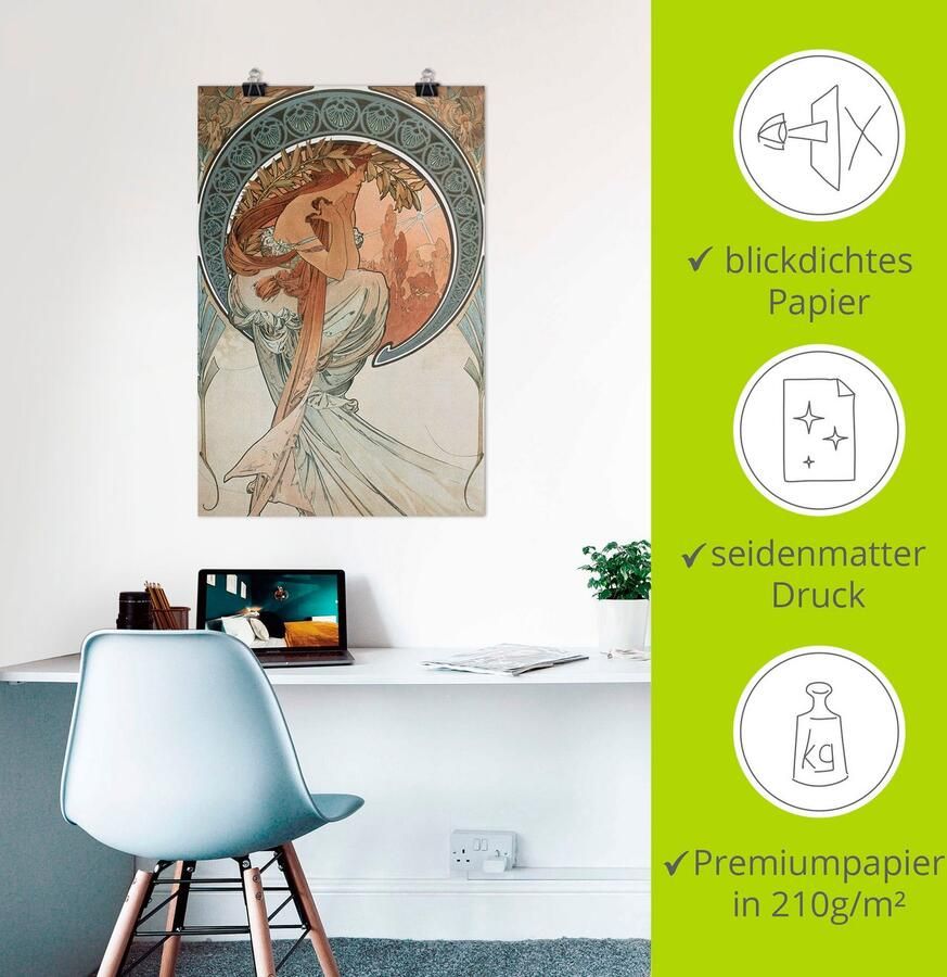 Artland Artprint Vier kunsten: de poëzie. 1898 als artprint van aluminium artprint op linnen muursticker of poster in verschillende maten - Foto 2