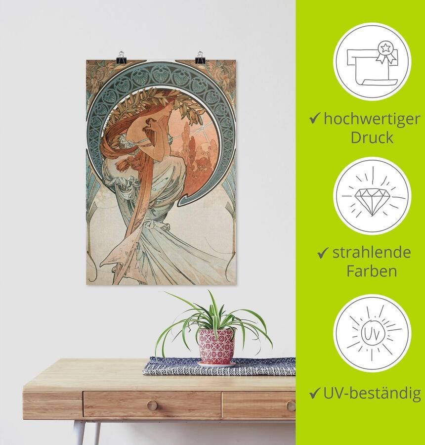 Artland Artprint Vier kunsten: de poëzie. 1898 als artprint van aluminium artprint op linnen muursticker of poster in verschillende maten - Foto 3