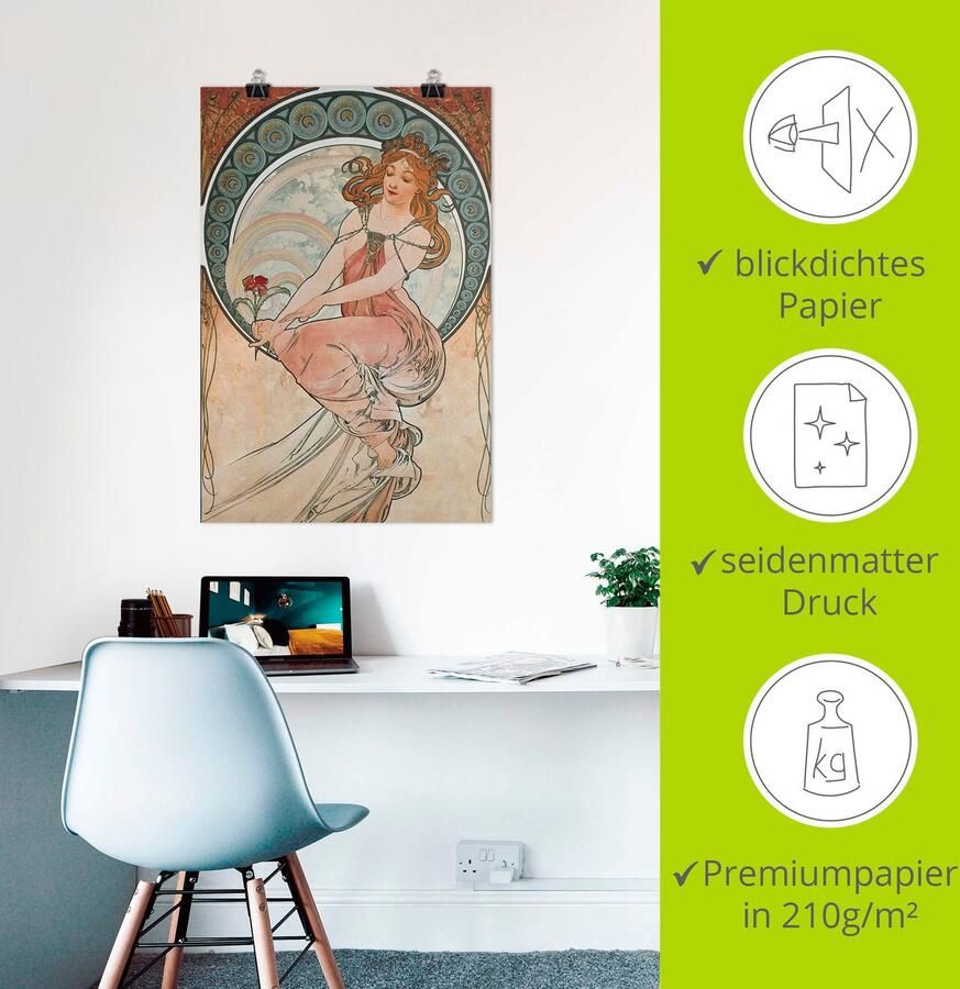 Artland Artprint Vier kunsten: de schilderkunst. 1898 als artprint van aluminium artprint op linnen muursticker of poster in verschillende maten - Foto 2