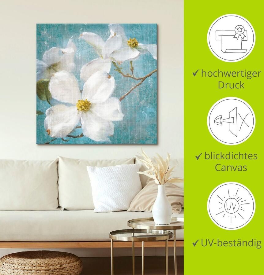 Artland Artprint Vintage bloem I als artprint op linnen poster muursticker in verschillende maten - Foto 2