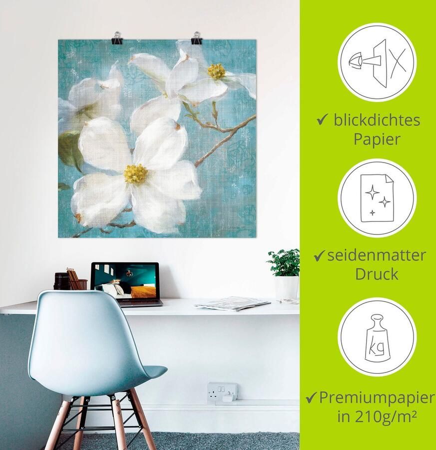 Artland Artprint Vintage bloem I als artprint op linnen poster muursticker in verschillende maten - Foto 2