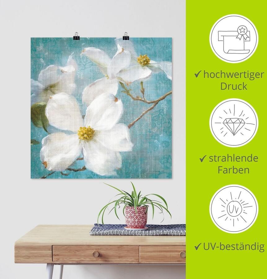 Artland Artprint Vintage bloem I als artprint op linnen poster muursticker in verschillende maten - Foto 3