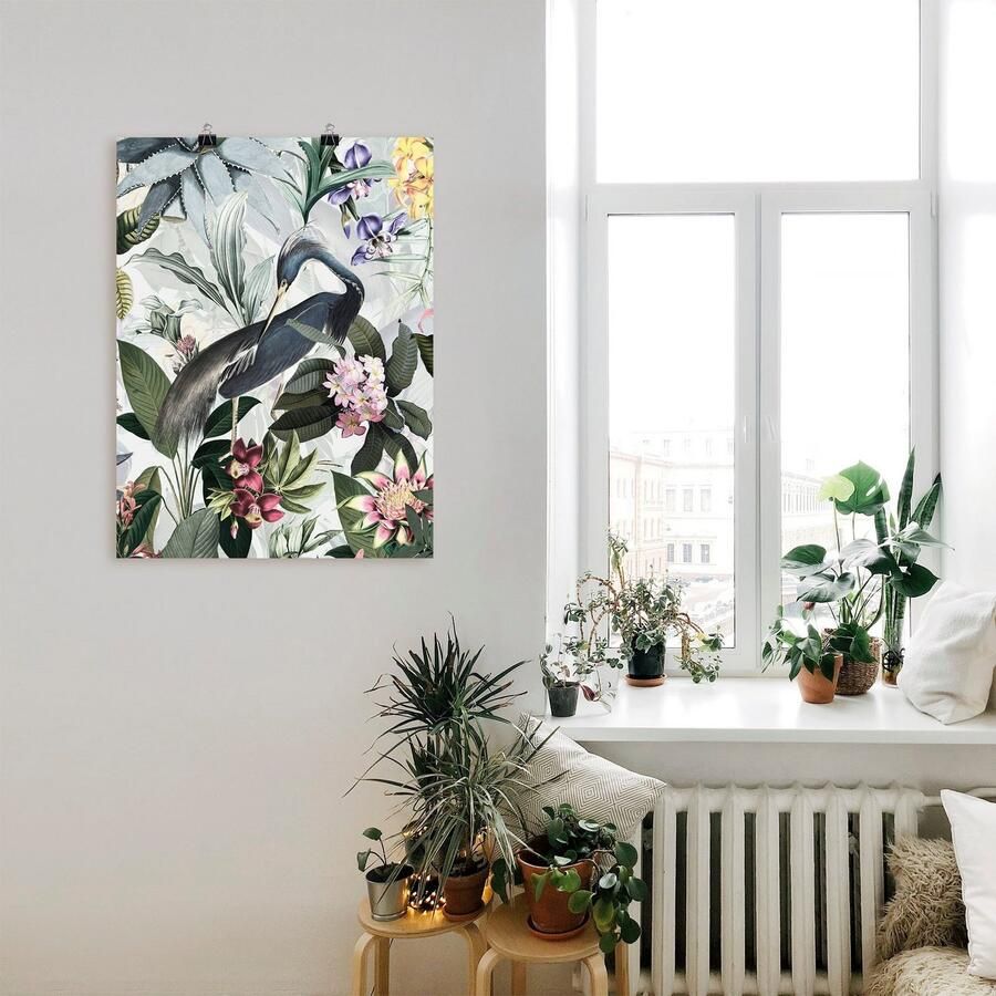 Artland Artprint Vintage kraanvogel als artprint van aluminium artprint voor buiten artprint op linnen poster in verschillende maten. maten