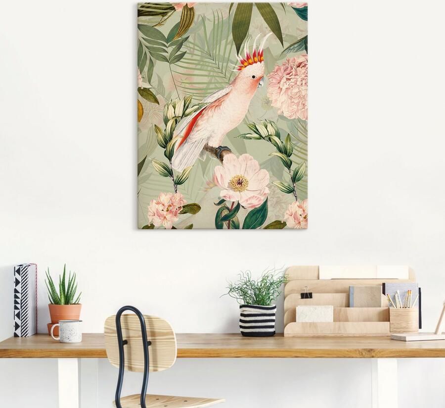 Artland Artprint Vintage papegaai als artprint van aluminium artprint voor buiten artprint op linnen poster in verschillende maten. maten - Foto 4