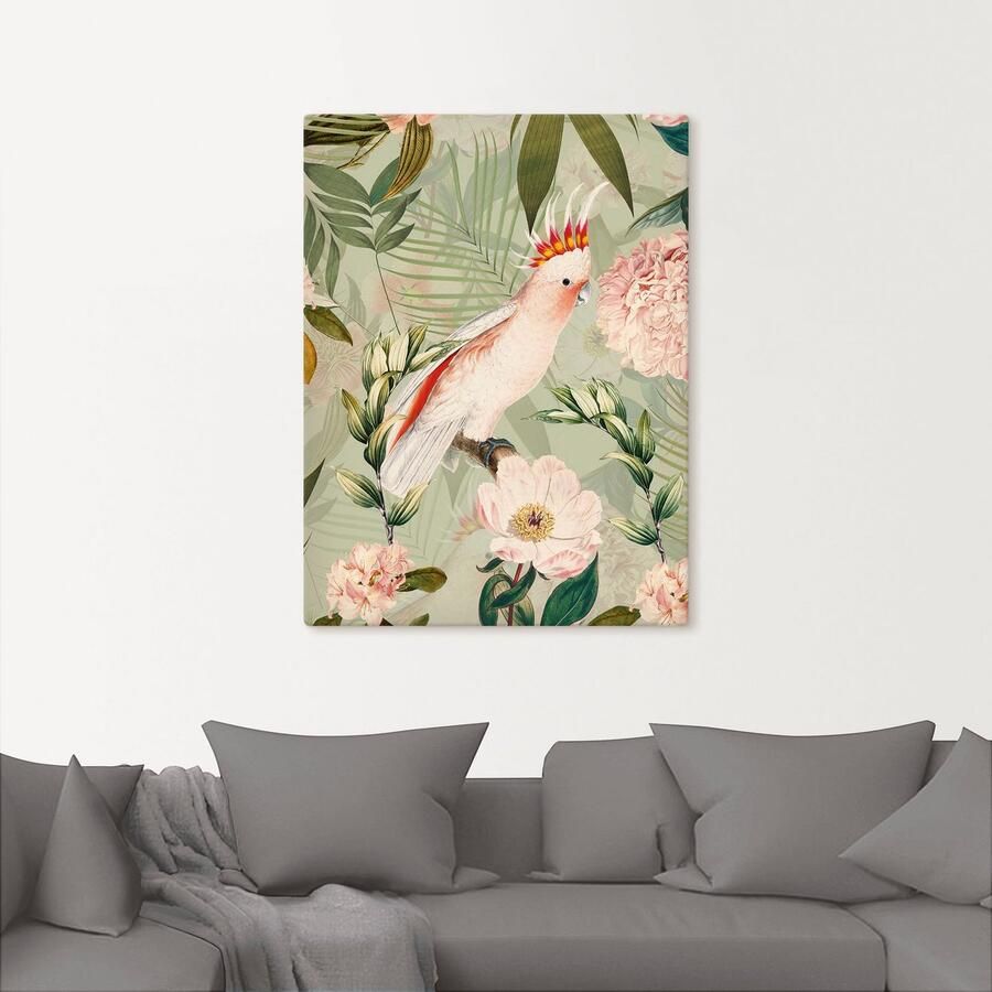 Artland Artprint Vintage papegaai als artprint van aluminium artprint voor buiten artprint op linnen poster in verschillende maten. maten