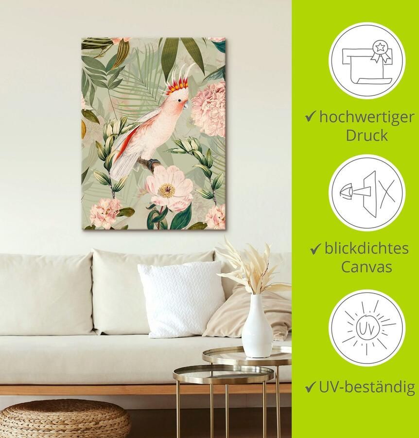 Artland Artprint Vintage papegaai als artprint van aluminium artprint voor buiten artprint op linnen poster in verschillende maten. maten - Foto 3