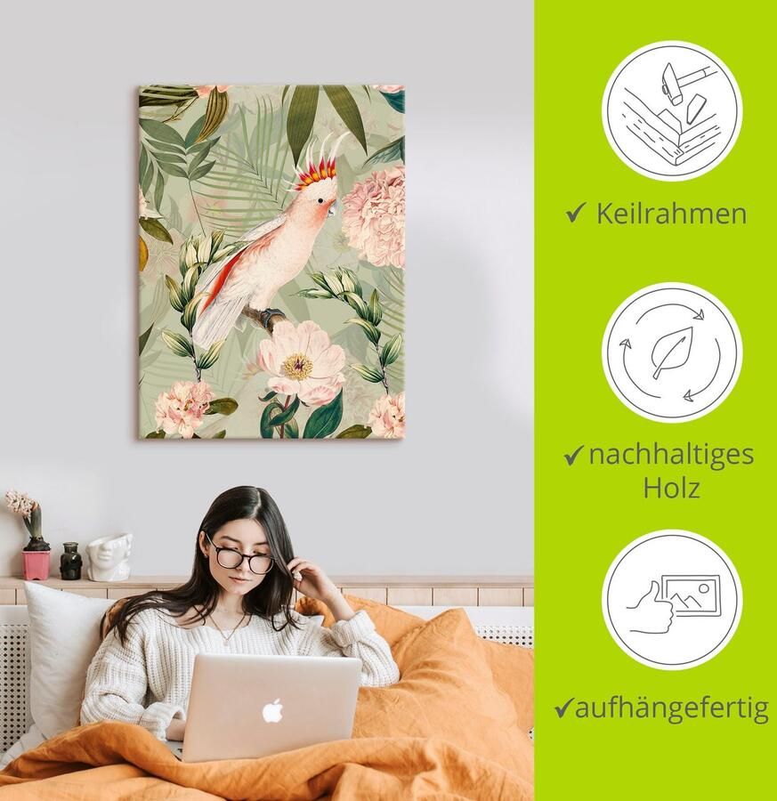 Artland Artprint Vintage papegaai als artprint van aluminium artprint voor buiten artprint op linnen poster in verschillende maten. maten - Foto 2