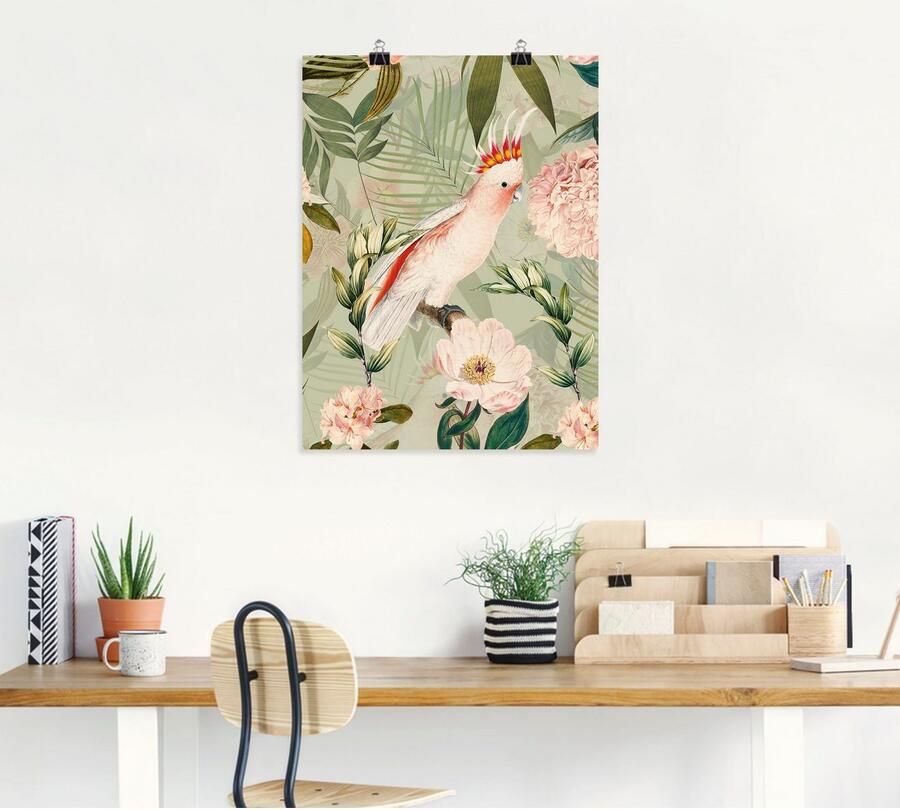Artland Artprint Vintage papegaai als artprint van aluminium artprint voor buiten artprint op linnen poster in verschillende maten. maten - Foto 4