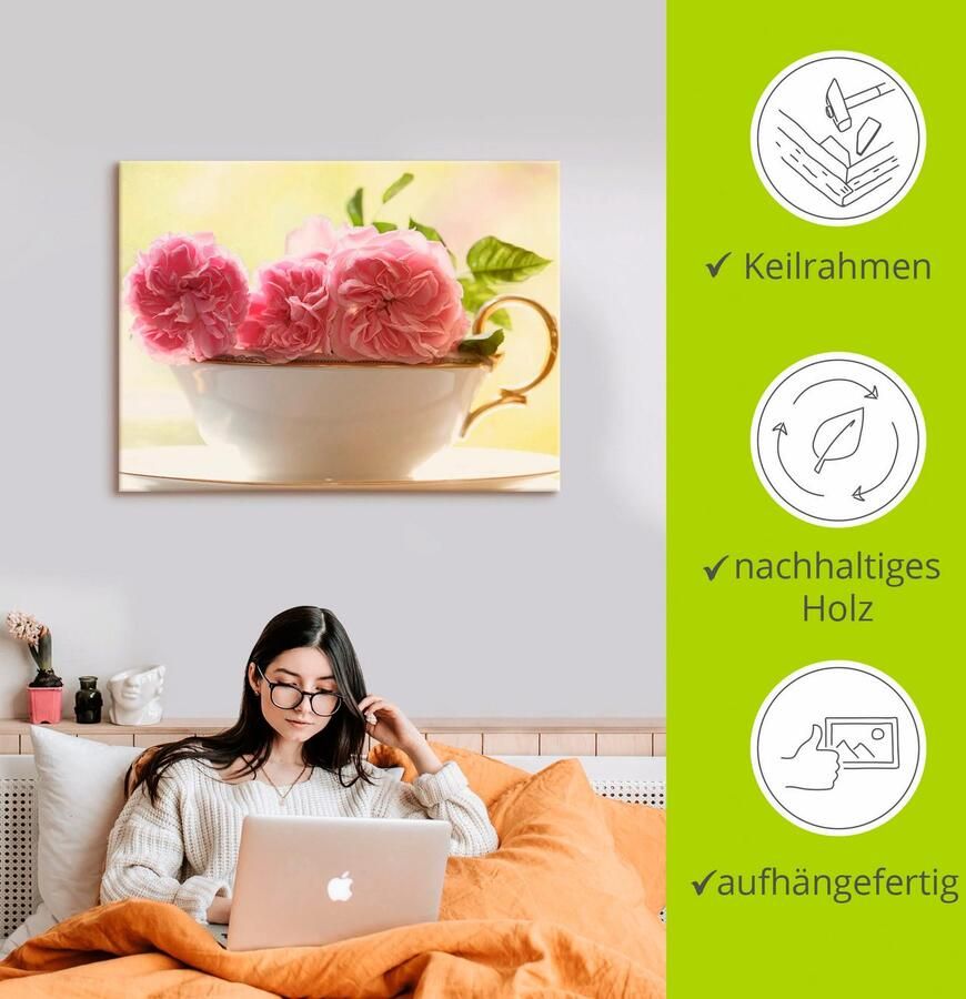 Artland Artprint Vintage rozen als artprint op linnen poster muursticker in verschillende maten