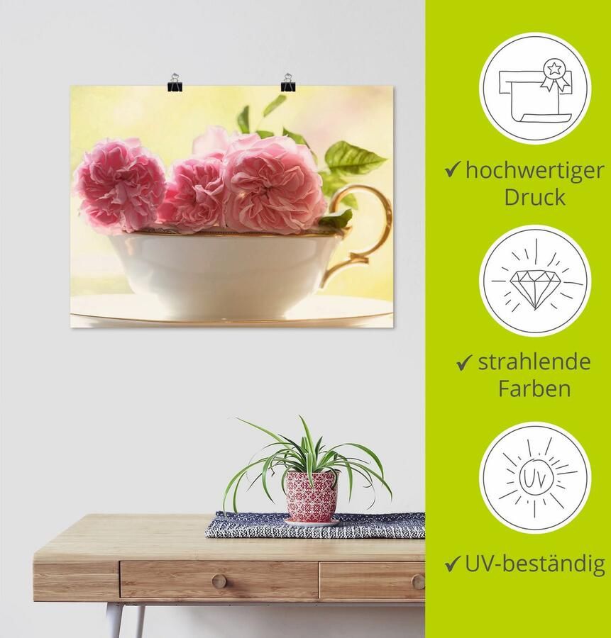 Artland Artprint Vintage rozen als artprint op linnen poster muursticker in verschillende maten - Foto 3