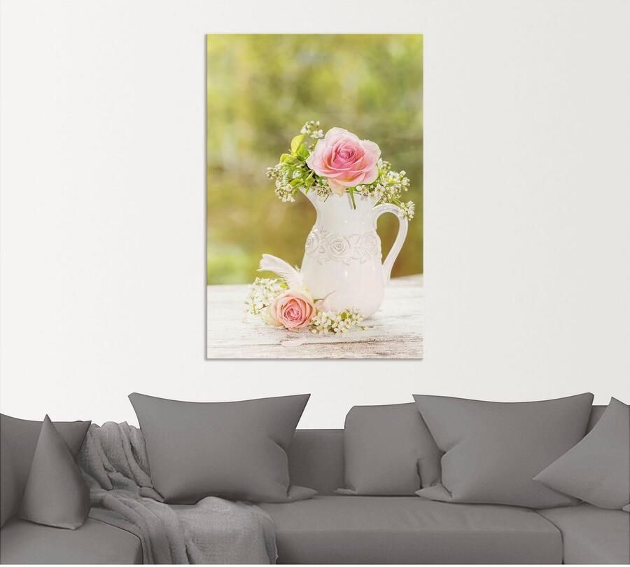 Artland Artprint Vintage rozen in vaas als artprint van aluminium artprint voor buiten artprint op linnen poster in verschillende maten. maten - Foto 3