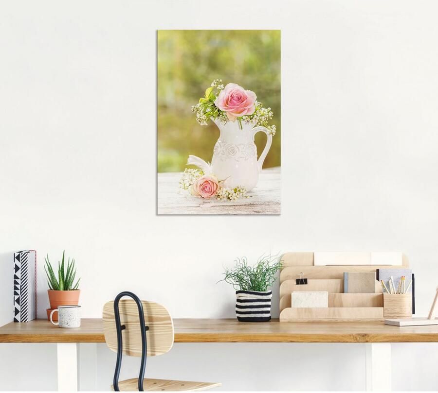 Artland Artprint Vintage rozen in vaas als artprint van aluminium artprint voor buiten artprint op linnen poster in verschillende maten. maten - Foto 4