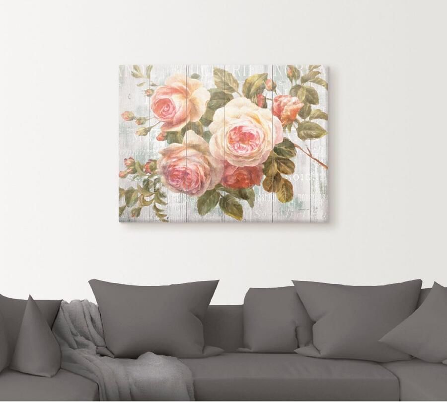 Artland Artprint Vintage rozen op hout als artprint op linnen poster muursticker in verschillende maten - Foto 4