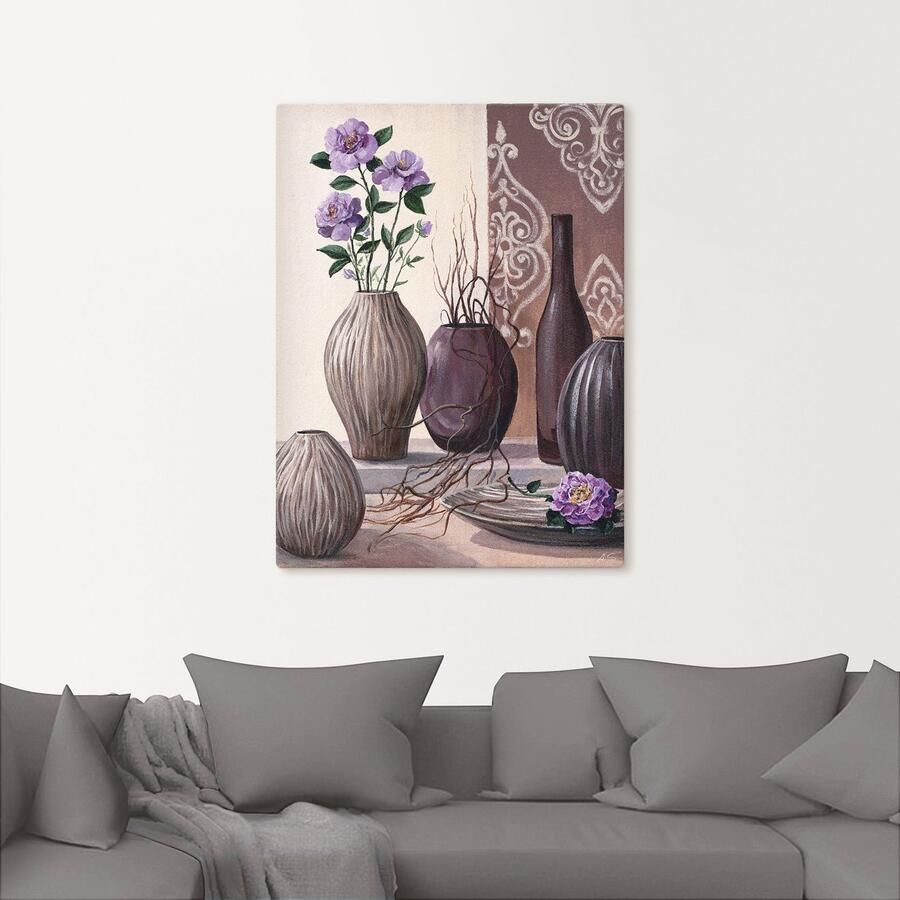Artland Artprint op linnen Violette rozen en bruine vazen - Foto 2