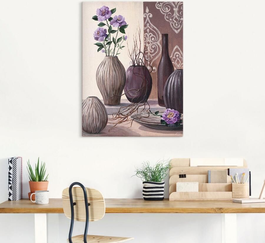 Artland Artprint op linnen Violette rozen en bruine vazen - Foto 5