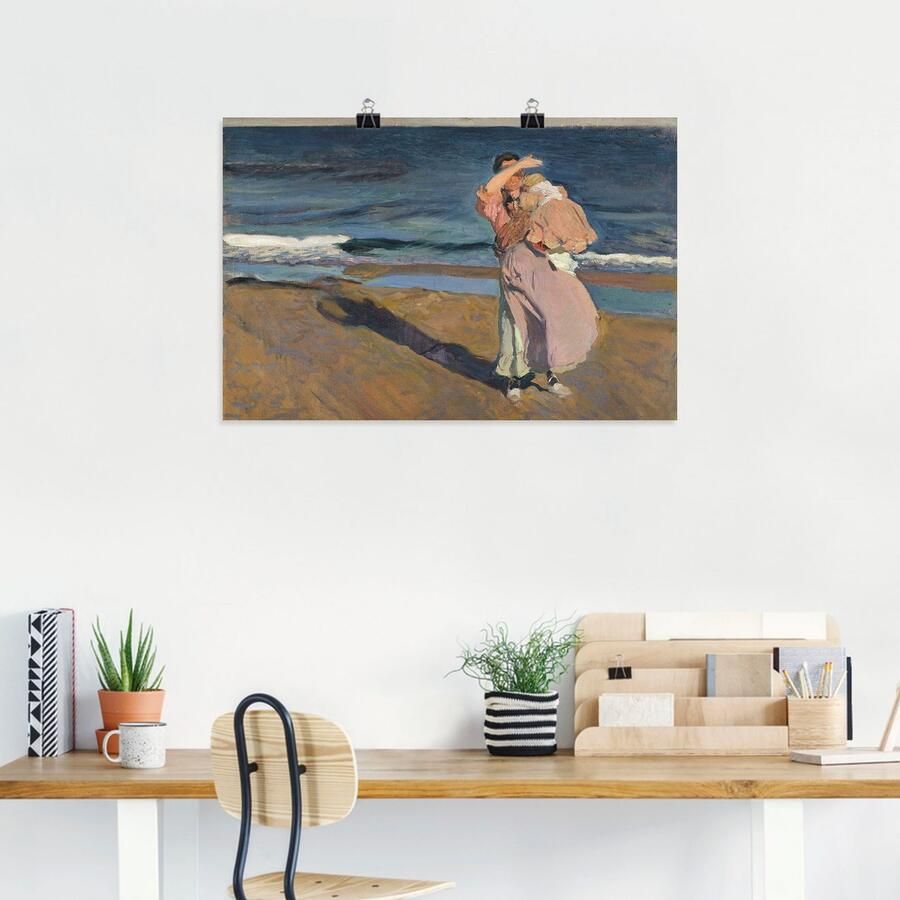 Artland Artprint Visser met kind Valencia. 1908 als artprint op linnen poster in verschillende formaten maten