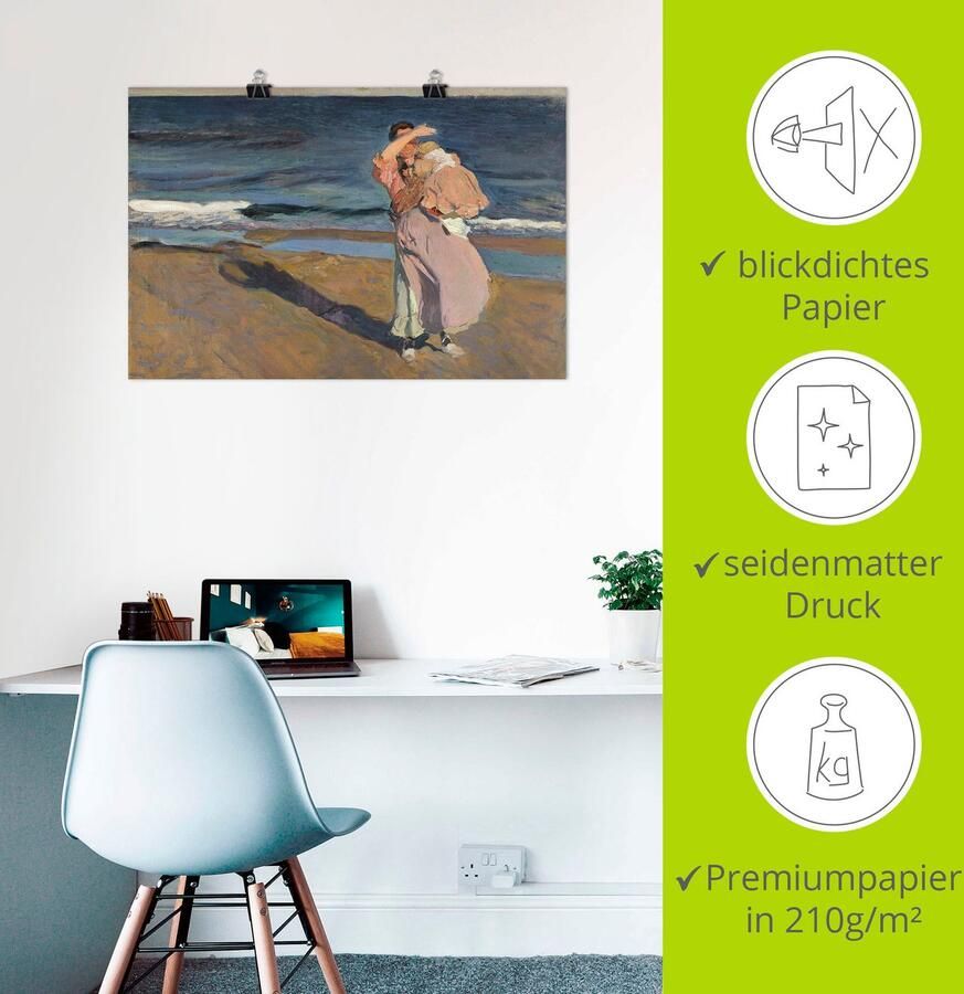 Artland Artprint Visser met kind Valencia. 1908 als artprint op linnen poster in verschillende formaten maten - Foto 3