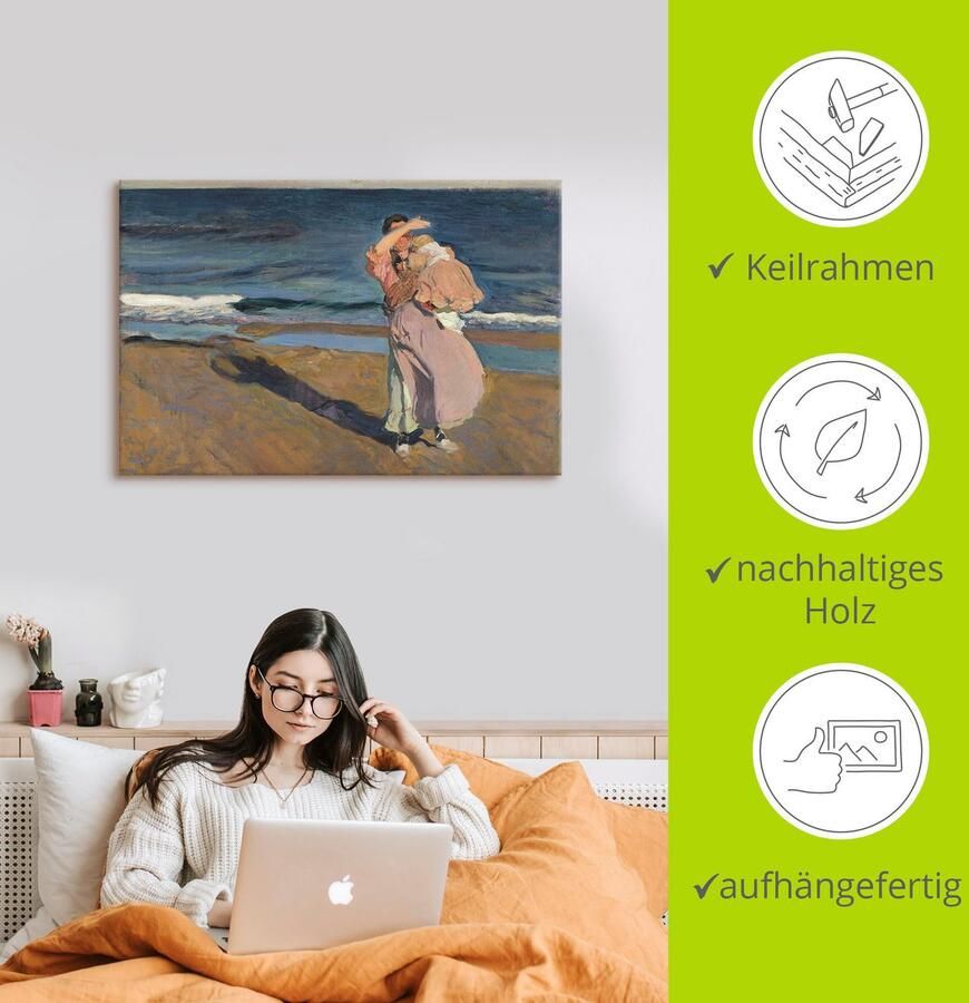 Artland Artprint Visser met kind Valencia. 1908 als artprint op linnen poster in verschillende formaten maten - Foto 2