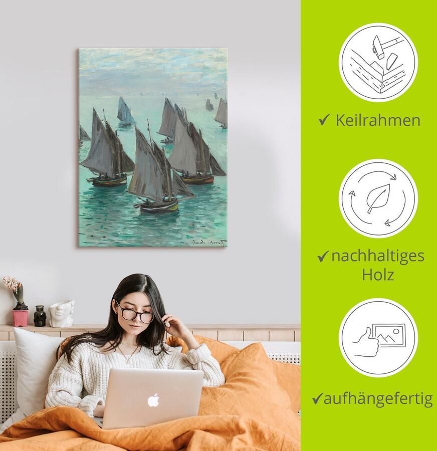 Artland Artprint Vissersboten bij rustig weer als artprint op linnen poster in verschillende formaten maten