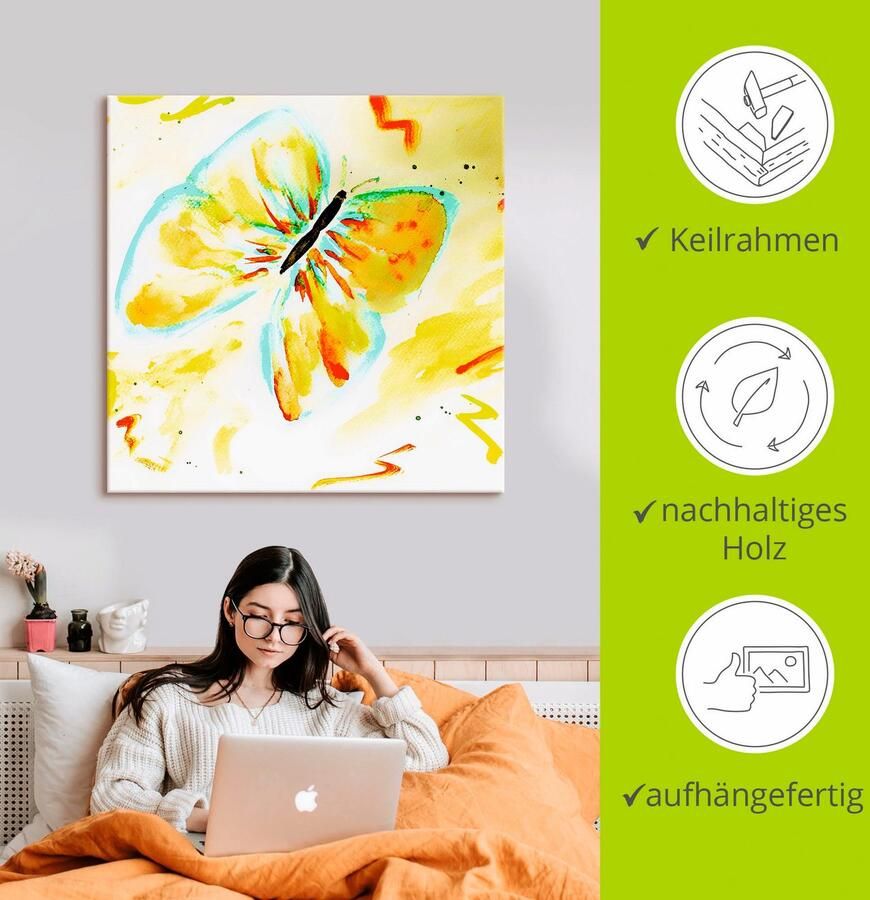 Artland Artprint Vlinder als artprint op linnen poster in verschillende formaten maten