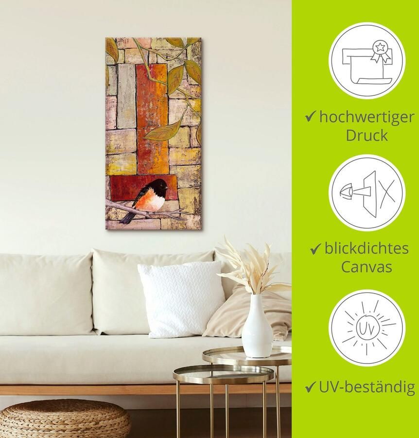 Artland Artprint op linnen Vogel op een tak I - Foto 3