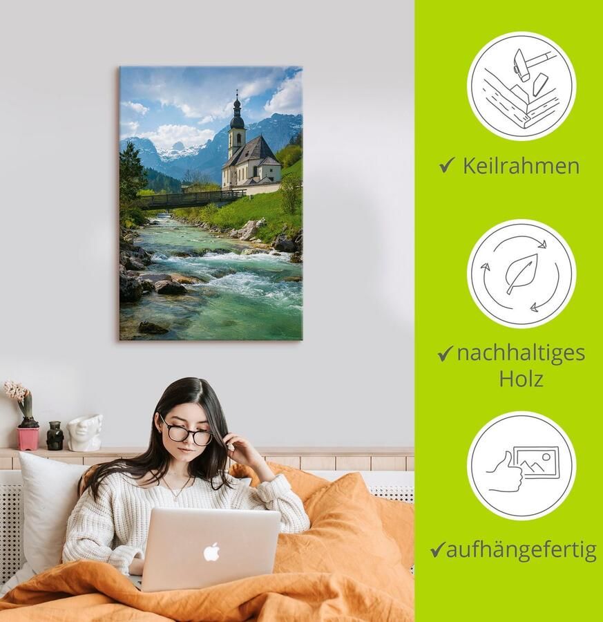 Artland Artprint Voorjaar in Ramsau als artprint van aluminium artprint op linnen muursticker of poster in verschillende maten - Foto 2