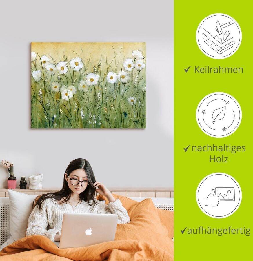 Artland Artprint Voorjaar met madeliefjes II als artprint van aluminium artprint voor buiten artprint op linnen poster muursticker - Foto 2