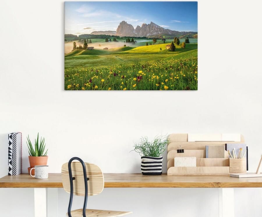 Artland Artprint op linnen Voorjaar op de Seiser bergweide - Foto 5