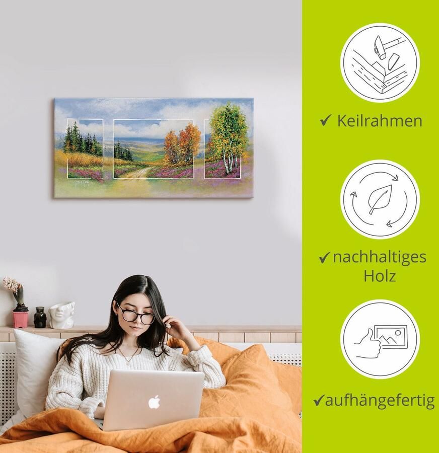 Artland Artprint Voorjaarg triptiek als artprint op linnen muursticker in verschillende maten - Foto 2