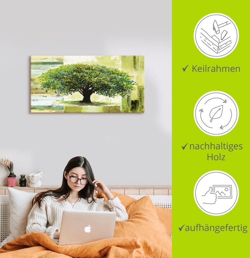 Artland Artprint Voorjaarsboom op abstracte achtergrond als artprint van aluminium artprint voor buiten artprint op linnen poster in verschillende maten. maten - Foto 3