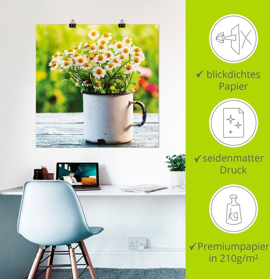 Artland Artprint Voorjaarstuin met madeliefjes als artprint op linnen poster muursticker in verschillende maten - Foto 2