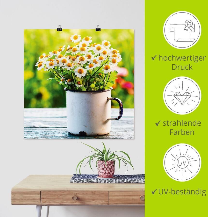 Artland Artprint Voorjaarstuin met madeliefjes als artprint op linnen poster muursticker in verschillende maten - Foto 3