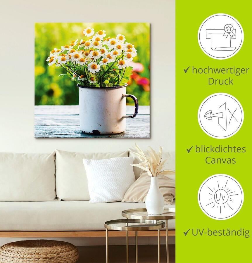 Artland Artprint Voorjaarstuin met madeliefjes als artprint op linnen poster muursticker in verschillende maten - Foto 4