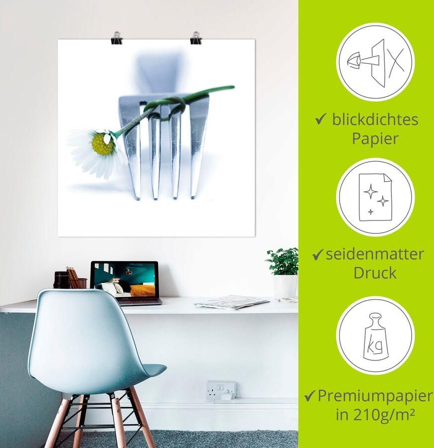 Artland Artprint Vork en bloem als artprint op linnen poster in verschillende formaten maten - Foto 3