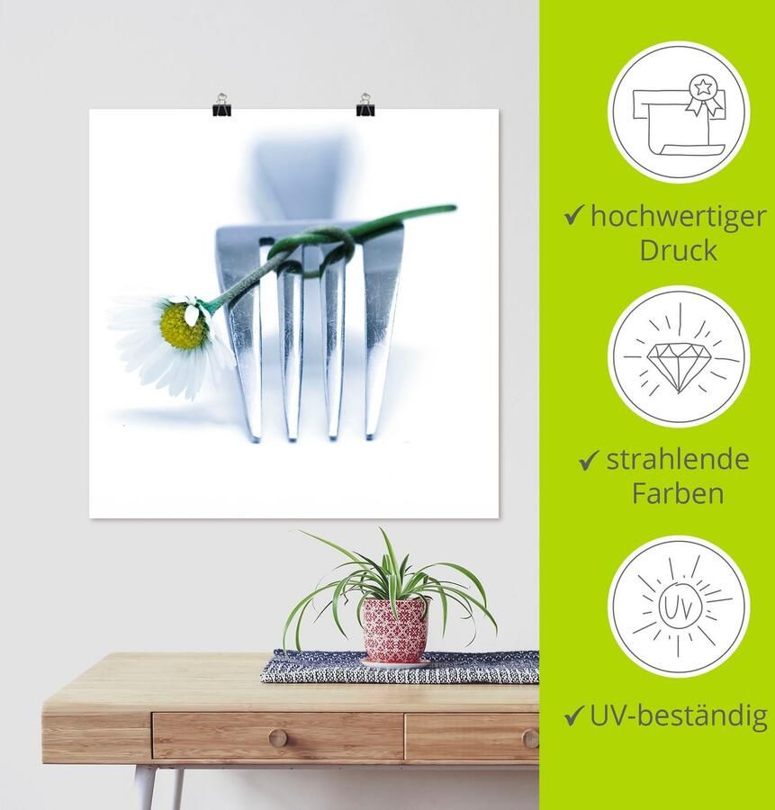 Artland Artprint Vork en bloem als artprint op linnen poster in verschillende formaten maten - Foto 5