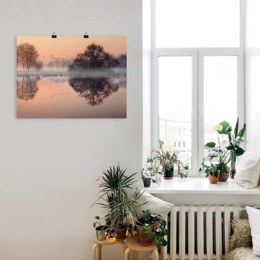 Artland Artprint Vroege ochtend aan het meer.... als artprint op linnen poster muursticker in verschillende maten