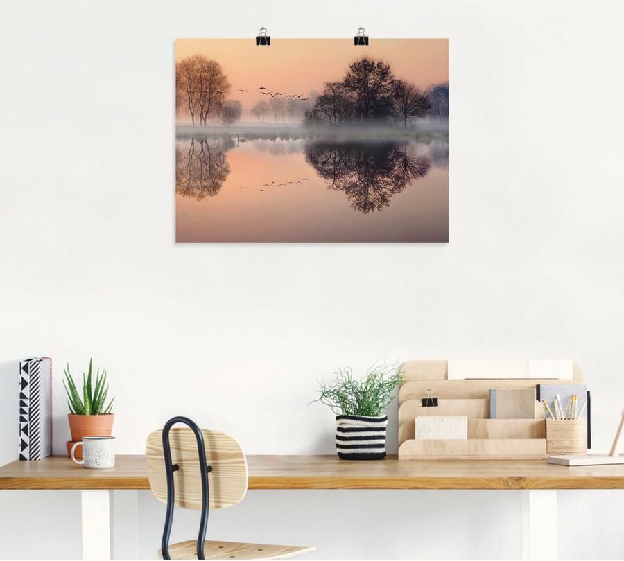 Artland Artprint Vroege ochtend aan het meer.... als artprint op linnen poster muursticker in verschillende maten - Foto 4