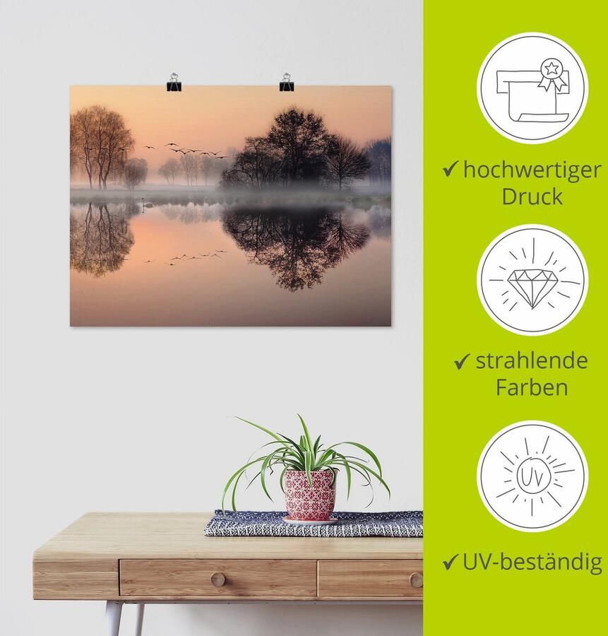 Artland Artprint Vroege ochtend aan het meer.... als artprint op linnen poster muursticker in verschillende maten - Foto 3