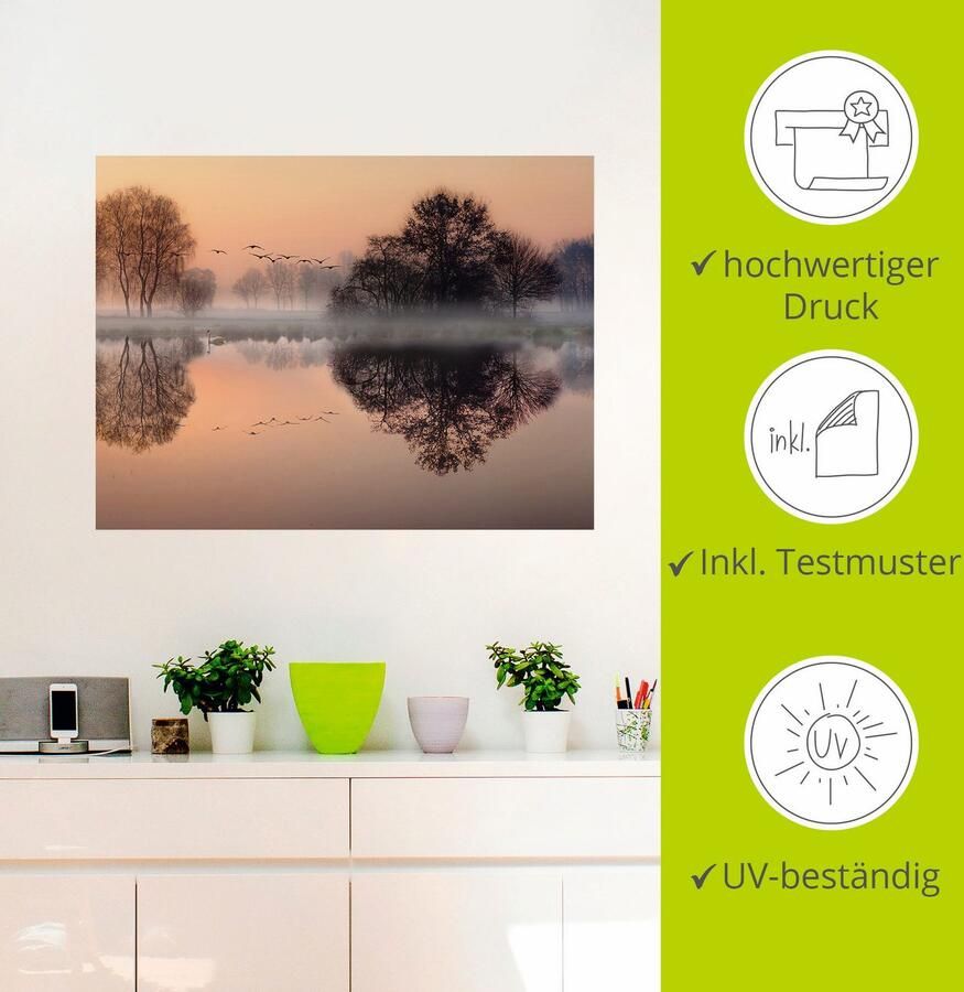 Artland Artprint Vroege ochtend aan het meer.... als artprint op linnen poster muursticker in verschillende maten - Foto 2