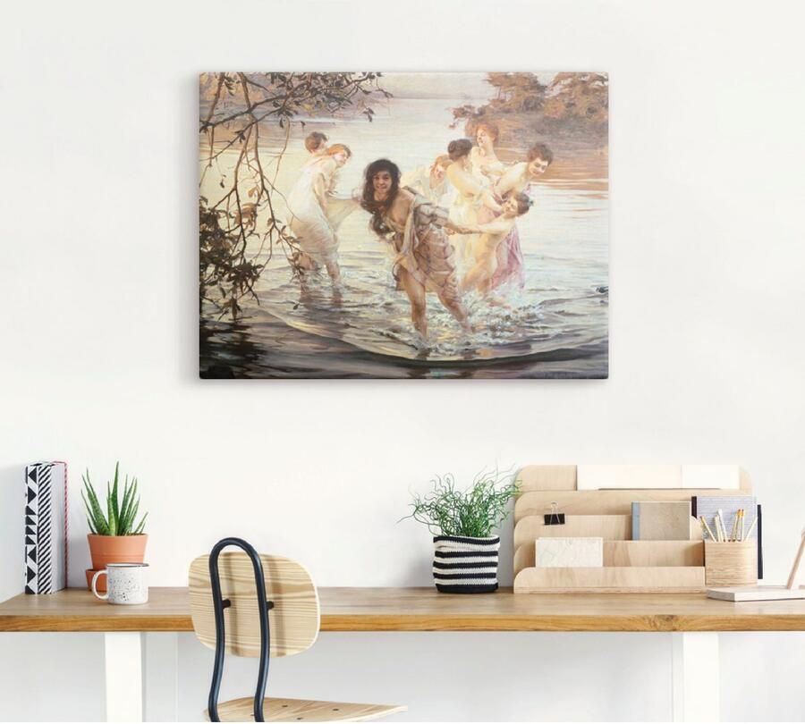 Artland Artprint Vrolijk spel in het water. 1899 als artprint op linnen poster in verschillende formaten maten - Foto 3