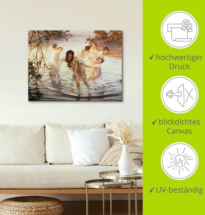 Artland Artprint Vrolijk spel in het water. 1899 als artprint op linnen poster in verschillende formaten maten - Foto 2