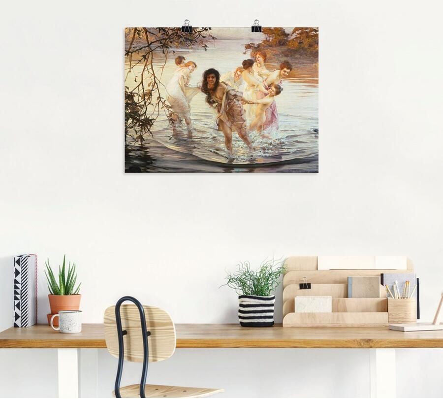 Artland Artprint Vrolijk spel in het water. 1899 als artprint op linnen poster in verschillende formaten maten - Foto 4