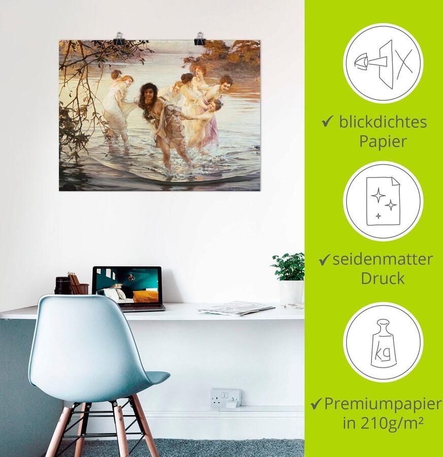 Artland Artprint Vrolijk spel in het water. 1899 als artprint op linnen poster in verschillende formaten maten - Foto 2