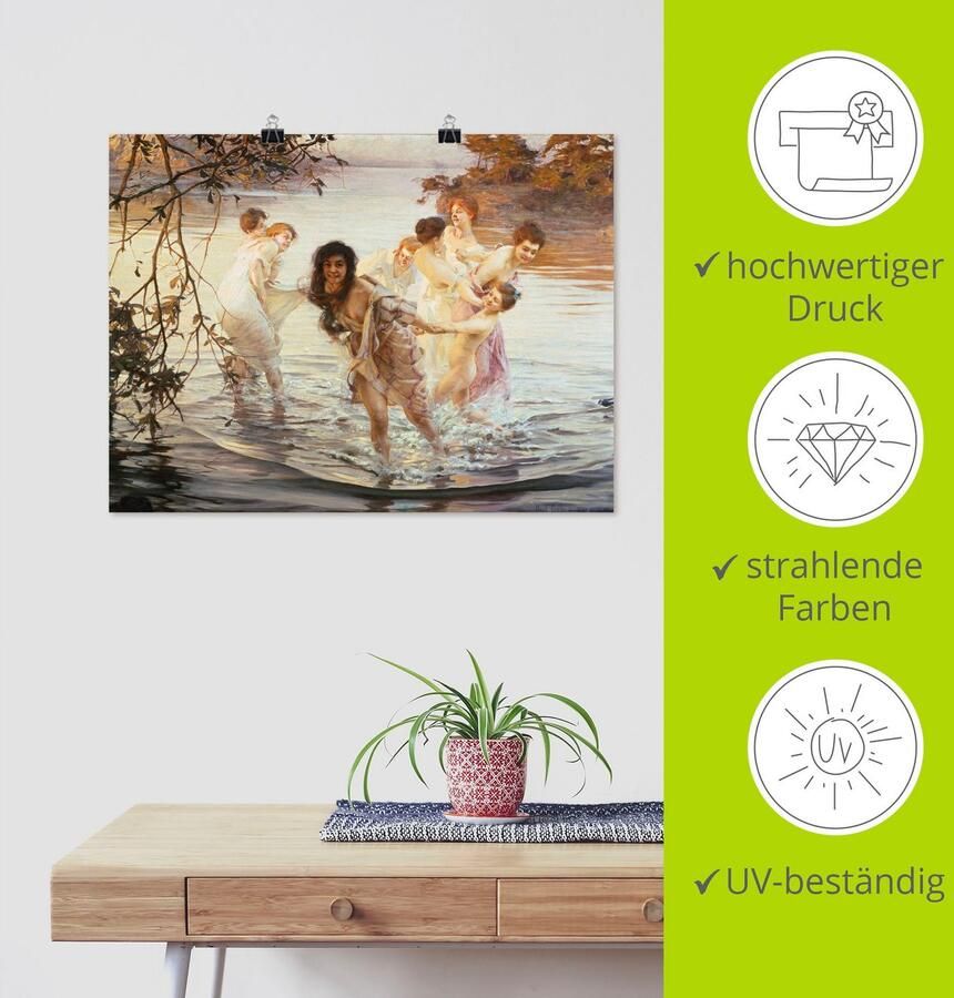 Artland Artprint Vrolijk spel in het water. 1899 als artprint op linnen poster in verschillende formaten maten - Foto 3