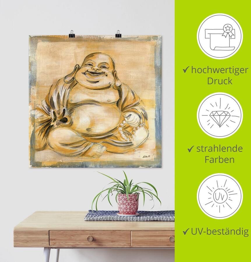 Artland Artprint Vrolijke boeddha I als artprint op linnen poster muursticker in verschillende maten - Foto 4