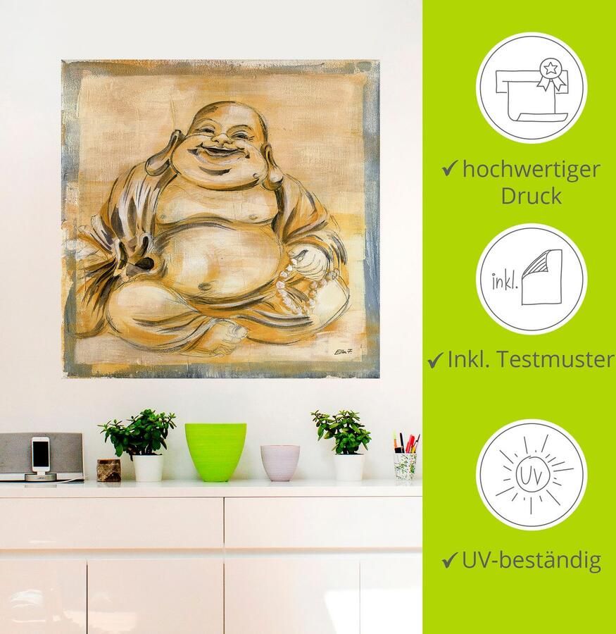 Artland Artprint Vrolijke boeddha I als artprint op linnen poster muursticker in verschillende maten - Foto 3