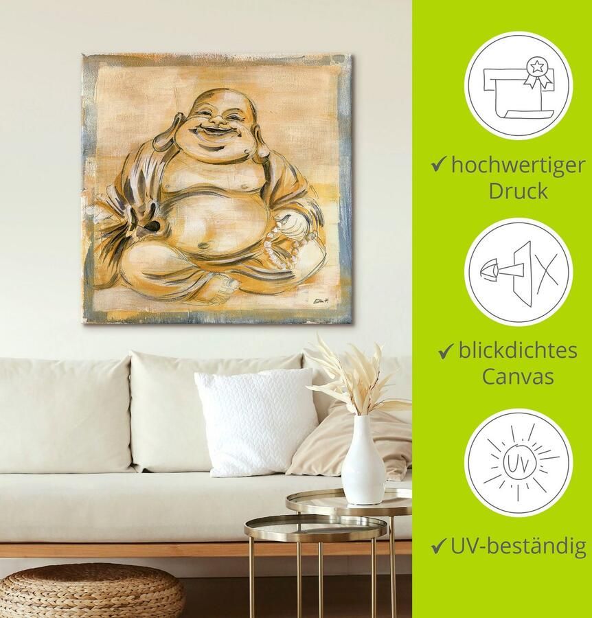 Artland Artprint Vrolijke boeddha I als artprint op linnen poster muursticker in verschillende maten - Foto 5