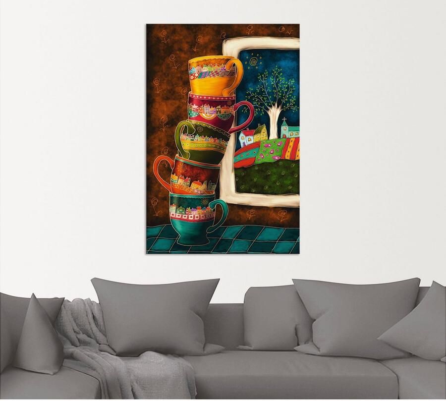 Artland Artprint Vrolijke koffiekopjes als artprint van aluminium artprint voor buiten artprint op linnen poster muursticker - Foto 5