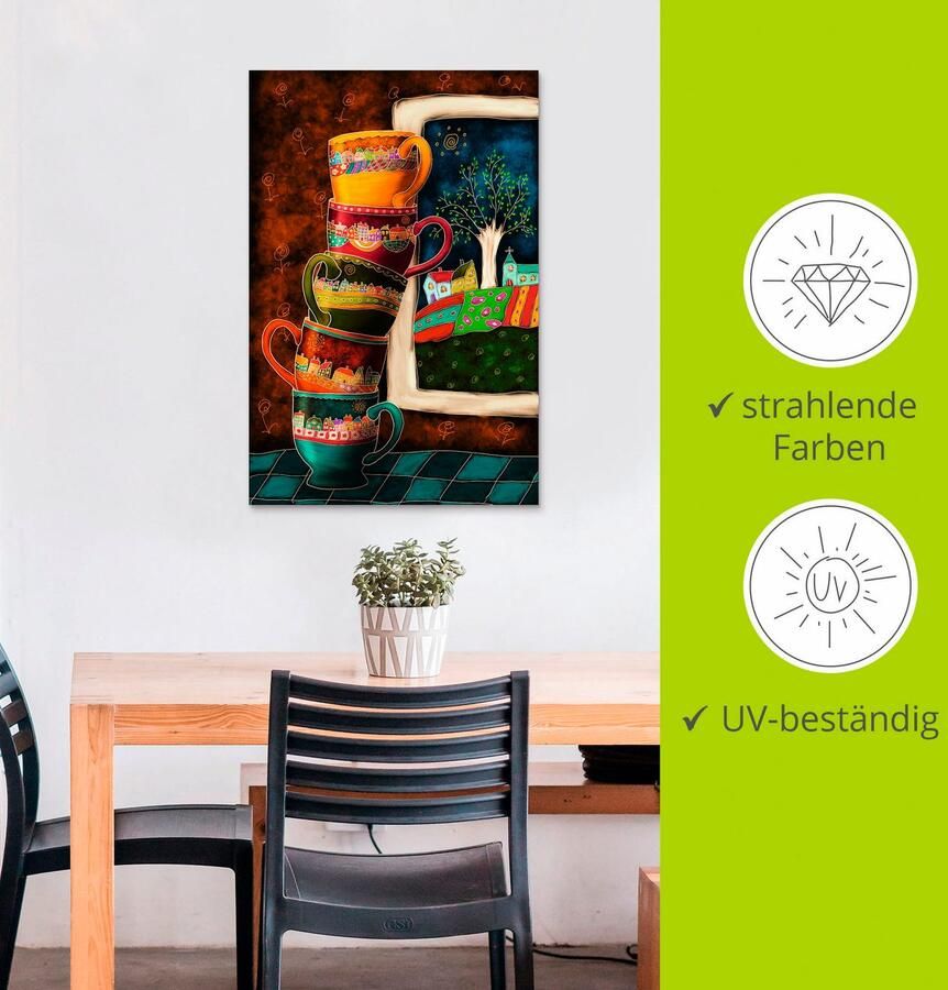 Artland Artprint Vrolijke koffiekopjes als artprint van aluminium artprint voor buiten artprint op linnen poster muursticker - Foto 2